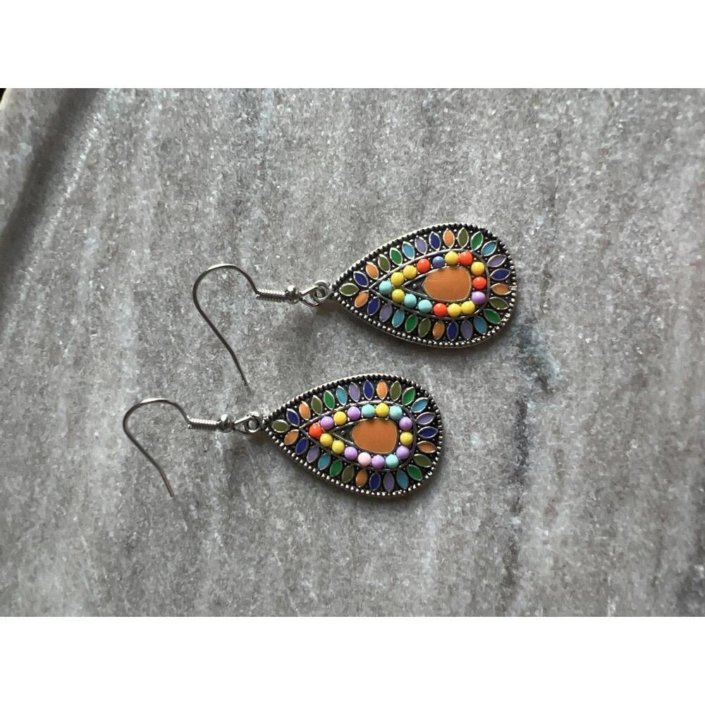 Colorful Teardrop Beaded Earrings
